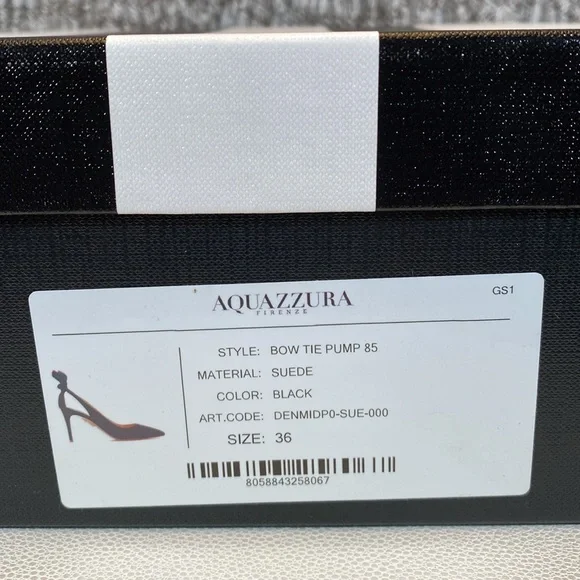 Aquazzura Bow Tie Pump 85mm Heels Black Size 36 - Picture 13 of 14